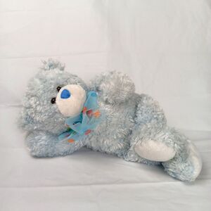 Ty Classic Raindrops The Blue Bear with a Polka Dot Ribbon Medium No Tags